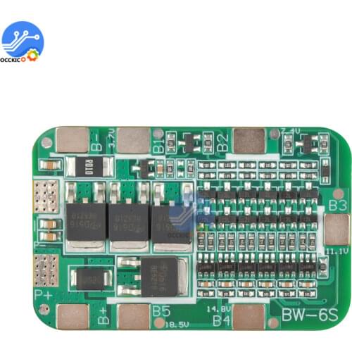 6S 15A BMS 18650 Battery Charging Protection PCB Board For 6 Packs Li-ion Lithium 18650 Battery Power Bank Balancer
