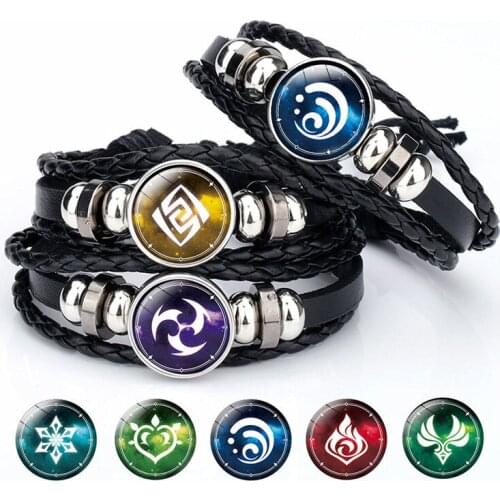 Genshin Impact Badge Bracelet Element Vision Gods Eye Mondstadt Liyue Harbor Accessories Wristband