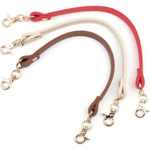 PU Leather Handbag Accessories Replacements Bag Handles Short Straps with Metal Swivel Hooks 30cm