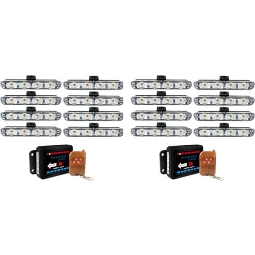 Emergency Strobe Lights Bars 4LED 8 in 1 Sync Surface Mount Light Flash Warning Lights with Wireless Remote Control