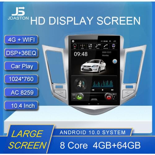10.4'' Android 10 Car Multimedia Player For Chevrolet Cruze 2008 - 2014 2 Din Car Radio GPS Navigation CarPlay