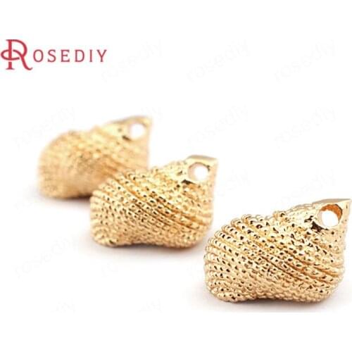B070)6 pieces 13*10mm 24K Gold Color Brass Conch Charms Pendants High Quality Diy Jewelry Findings Accessories wholesale