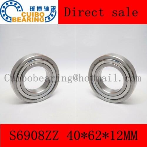 Free Shipping High quality stainless steel bearing SS6908ZZ S6908-2ZZ 6908 S6908 Z ZZ S6908Z S6908ZZ S61908ZZ 40*62*12 mm