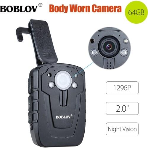 BOBLOV HD31-D Mini Camara 32/64GB Ambarella A7 Body Camera Police 33MP 10m Night Vision 1296P HD Video Recorder IP66 Camera