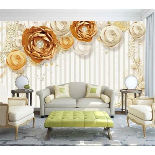 Customized large wallpaper 3d European luxury striped jewelry flower background wall living room bedroom restaurant mural обои