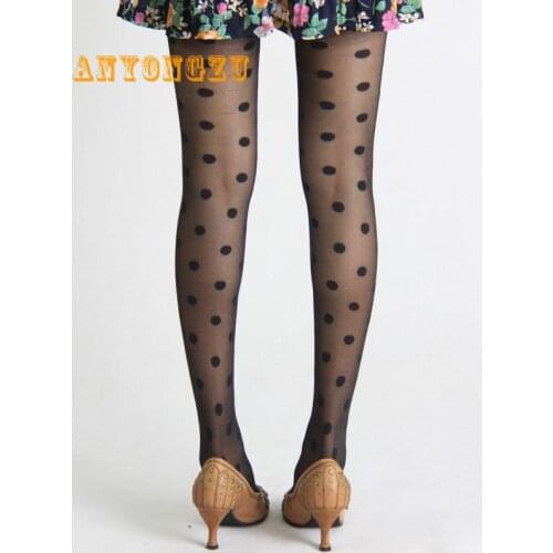 Korea Style Big Wave Dots Thin Silk Jacquard Hose Black And White Womens Clothing Leggings No Box Opp Packaging 5pair/lot