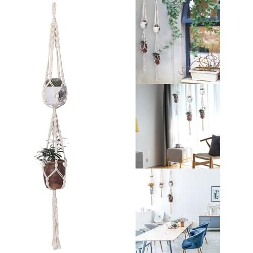 Vintage Macrame Plants Hanger Hook Flower Pot Holder String Hanging Rope Wall Art Home Garden Balcony Decoration
