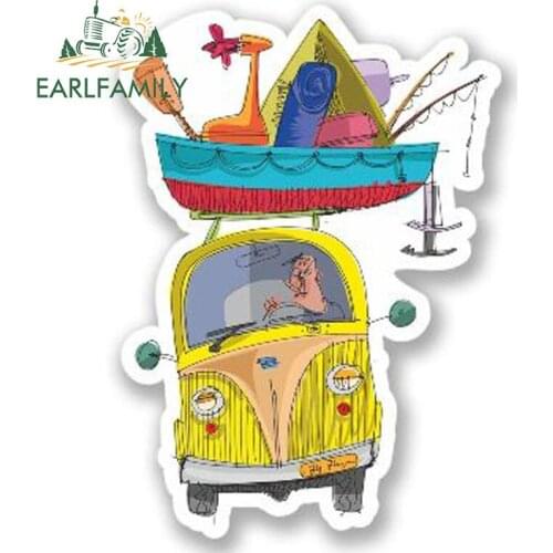 EARLFAMILY 13cm x 9cm Go Fishing Vinyl Decal Car Window Bumper Decor Reflective Sticker DIY Waterproof Car Stickers