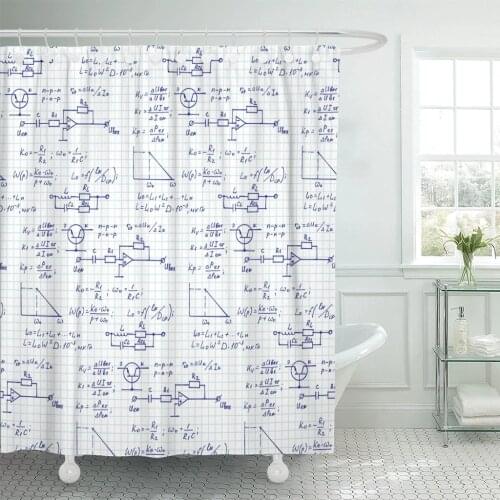 Physics Electronic Engineering Mathematics Equation and Calculations Endless Hand Writing Scientific Shower Curtains Waterproof