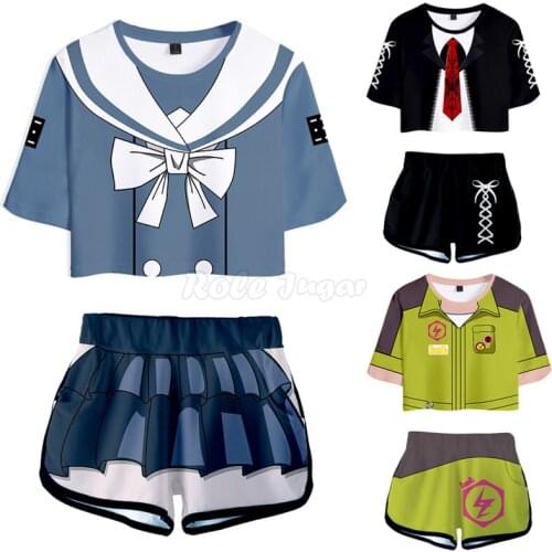 Japan Anime Danganronpa Cosplay T-shirt Shorts Suits Summer 3D Print Short Sleeve Shirts Tees Sportswear For Boys Girls C30M25