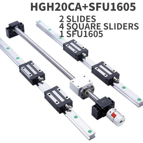 2 pc HGH20 any length+4 HGH20CA +1 SET SFU1605 Heightened block Linear guide High assembly square load ball screw linear motion