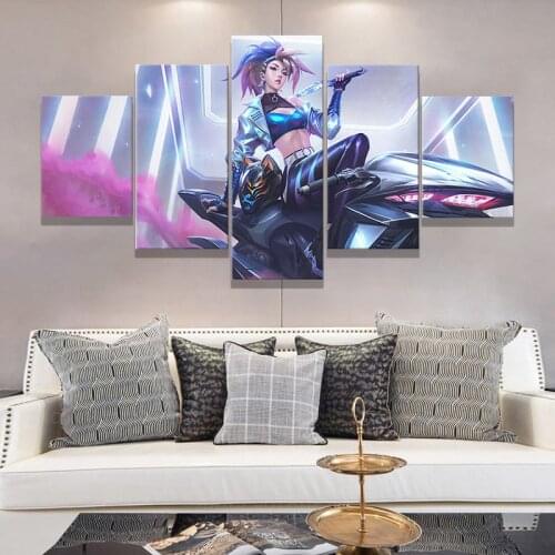 5P LOL Game Poster Akali KDA All Out Skin Canvas Painting Home Decor League of Legends The Rogue Assassin Wall Picture Fashion G