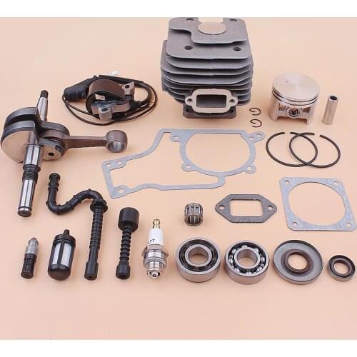 52mm Cylinder Piston Crankshaft Ignition Coil Kit For Stihl MS380 038 MS 380 Crank Bearing Oil Seal Fuel Line Hose Gasket
