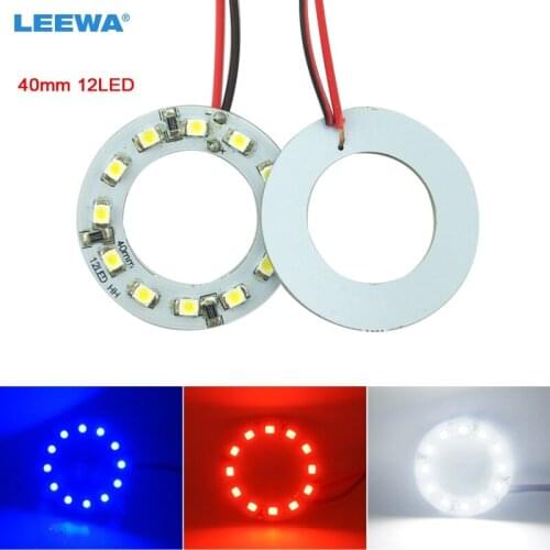 LEEWA 100pcs 40mm Car Angel Eyes 1210/3528 12SMD Halo Ring Angel Eye Lighting LED Headlight White Red Blue #CA2666