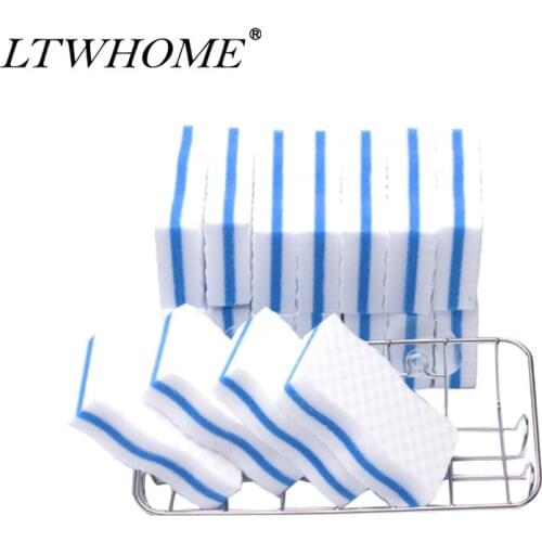 LTWHOME Magic Scrubber Dual Sided Cleaning Melamine Sponge with Large Sponge Holder