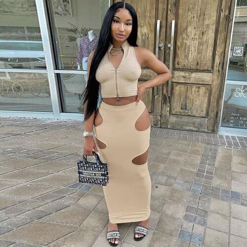 Fashion Temperament Hollow Solid Color Long Skirt for Women White Ankle Length Bodycon Skirts Womens Elegant Streetwear Sikrts