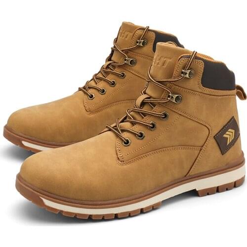 Mannen Martin Laarzen Lederen Koeienhuid Laarzen Handgemaakte Bruin Mannen Casual Lace-Up Laarzen Non-slip Warme Laarzen D202