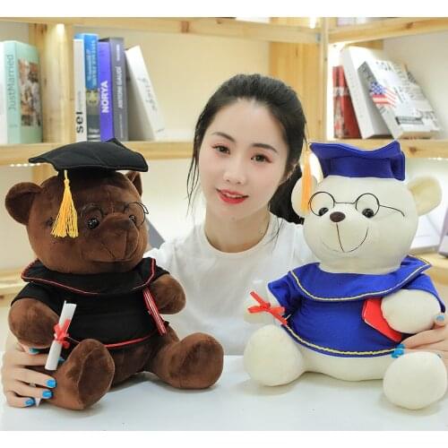 1pc 23/28/35cm New Cute Dr. Bear Plush Toy Stuffed Soft Kawaii Teddy bear Animal Dolls Graduation Gifts for Kids Children Girls