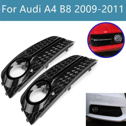 New Pair A4 B8 Car Front Bumper Fog Light Grille Grill Cover Trim For Audi A4 B8 STANDARD Bumper 2009 2010 2011