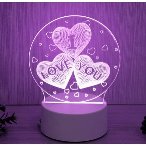 Wonderlife Newest Light Night 3D LED Night Light Creative Table Bedside Lamp Romantic Heart Bear light Kids Gril Home