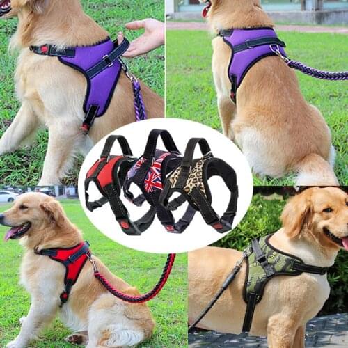 Dog Collar Harness Lead Set Breathable Adjustable Pet Harness Leash Training Vest with Handle for Small Medium Big Dogs Labrador