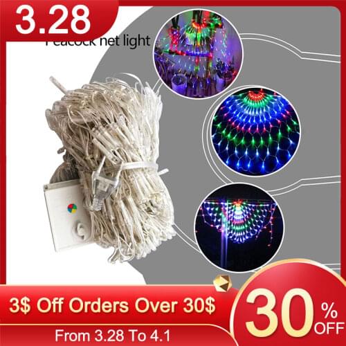 Peacock Mesh Net Light-led String Lights Outdoor Fairy Garland Eu / Us Plug Fairy For Wedding Christmas Backdrop New Year Decor