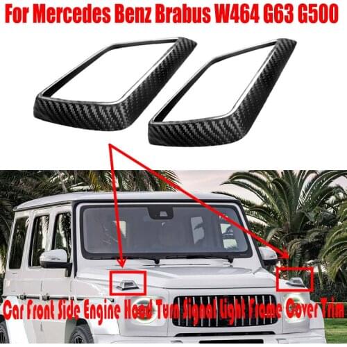 For Mercedes Benz Brabus W464 G63 G500 2019 2020 Real Carbon Fiber Car Front Side Engine Hood Turn Signal Light Frame Cover Trim