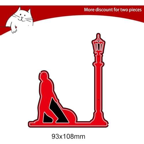 Pedestrians Under Street Lights Cutting Dies Stencil Scrapbooking DIY Album Stamp Paper Card Making Decoration Crafts