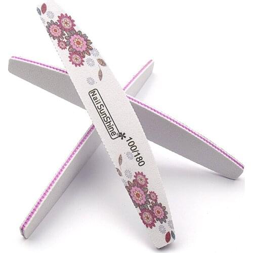 10pcs/lot Professional Nail Files UV Gel Polisher File 100/180 Grits Boat Buffer Block Washable Manicure Tools Set Lime a Ongle