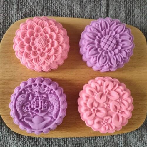 Plastic Mooncake Mold 125g Flower Stamp Cookie Cutter Mould DIY Baking Accessory