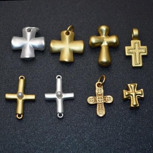 Cross of Jesus Series Charm Gold Silver Plating Matt Cross Pendants DIY Unisex Jewelry Making Findings 20pcs/lot