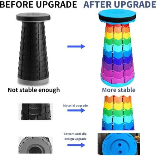 Portable Camping Folding Collapsible Retractable Telescopic Folding Stools Adjustable (Rainbow)