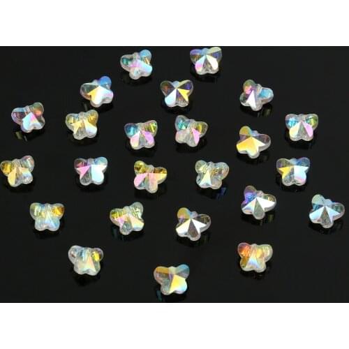 30/60/90pcs Butterfly Shape AB Color Plated Transparent Glass Crystal Beads Loose Beads for Jewelry Making DIY Handmade Bracelet