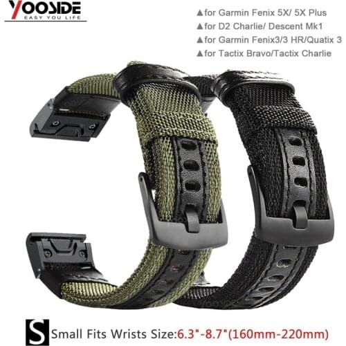 YOOSIDE 26mm/22mm Quick Fit Woven Nylon Sweatproof Watch Band Strap for Garmin Fenix 6X/5X Plus/Fenix 3/3 HR/Fenix 5 Wristband