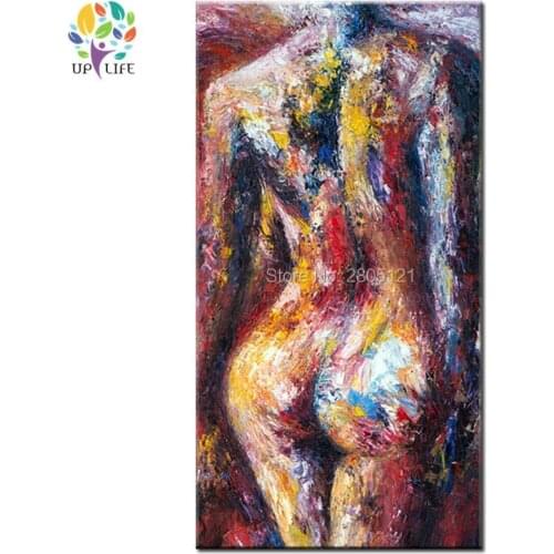 Hand painted Modern naked girl oil painting woman back home decoration canvas wall art abstract Human Graffiti body picture