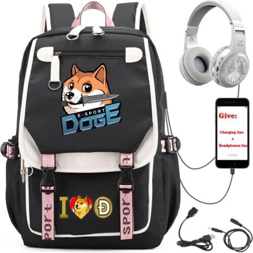Anime Doges backpack boys Girl School book Bag Unisex Travel Backpack USB Charging teenagers Laptop packsack