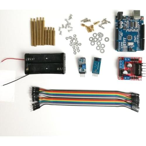 UNO Starter Kit for Smart Car Chassis with Arduino Uno R3 Board, L298N Motor Drive Shield, Tracking Module, Dupont Line