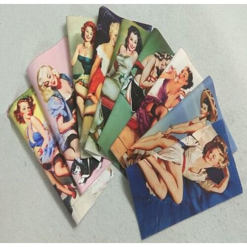 Vintage 9 Designs 14x19cm Sexy Lady Printed Cotton Canvas Fabric telas Patchwork tissu for sewing coinbag DIY Handmade fabric H
