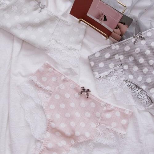 SP&CITY Japan Lovely Vogue Dot Pattern Panties For Women Retro Cotton Seamless Underwear Cute Bow Menstrual Briefs Sexy Lingerie
