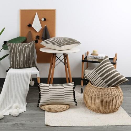 Vintage Pillow Cover 45x45cm/30x50cm Coffee Cushion Cover With Tassels for home decoration Living Room Boho Style Retro