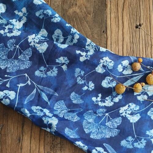 High quality new natural ramie fabric Blue Imitation Batik sewing Skirt lining dress shirt bag patchwork