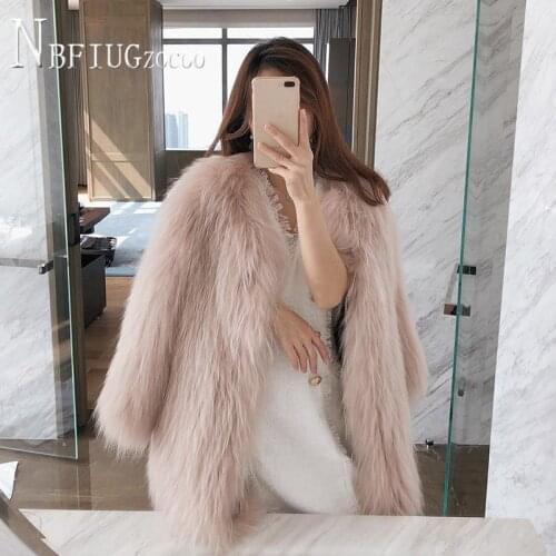 2020 Autumn Winter New Faux Fur Women Coat Fashion V Neck Female Plush Jacket