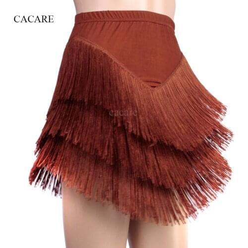 Latin Dance Skirt Women Girls Salsa Dress Tango Skirt Flapper D377 with 3 Layers of Tassels 12 Colors