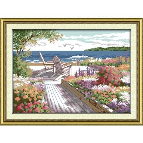 Seaside landscapes painting counted 11CT 14CT DIY kit Chinese wholesale Cross Stitch embroidery needlework Sets home decor