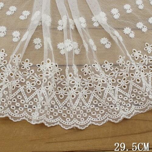 1lot(about 72yards) Flower Lace Trim 29.5cm Wide Cotton Cloth Off White Fabric Curtain Clothes Dress DIY Sewing Decoration