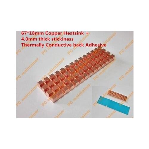 67*18mm Copper Heatsink+4.0mm Thermally Conductive Adhesive Thin Copper M.2 NGFF 2280 PCI-E NVME Solid State Disk SSD Radiator