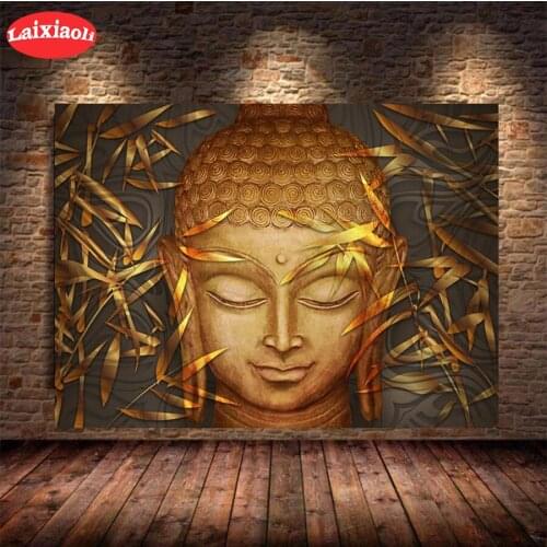 5D DIY Diamond Embroidery Golden buddha statue gold leaf religion Diamond Painting Cross Stitch Mosaic New Arrival Wall Art