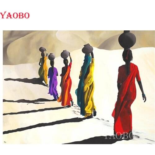 Full Square/Round Drill 5D DIY Diamond Painting African Woman Walking in Desert Embroidery Cross Stitch 5D Home Decor Gift