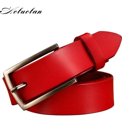 Aoluolan women leather belt needle buckle buckle leisure business leather belt jeans strap womens gift free transportation