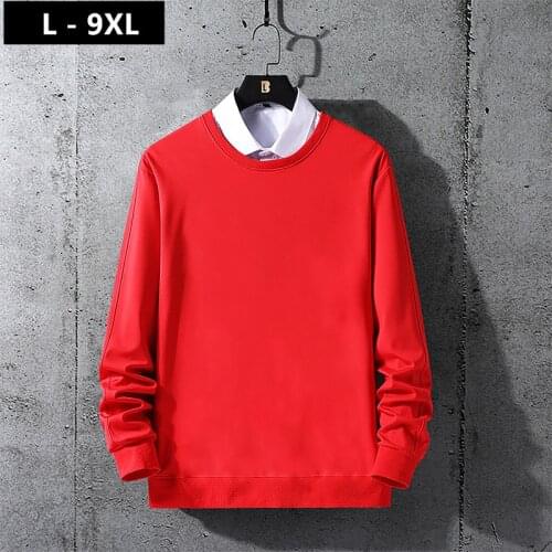 Basic Sweatshirts Men Black Plus Size 7XL 9XL White Pullovers Orange Korean Red Clothes 8XL Loose Sports Casual Sweater Tops